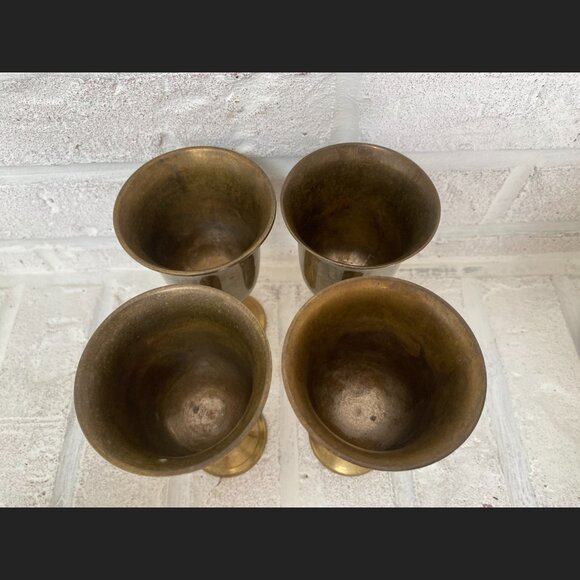 Brass Wine Goblets - Set of 4 - Vintage - Made in India - 5" Tall - Picture 5 of 9